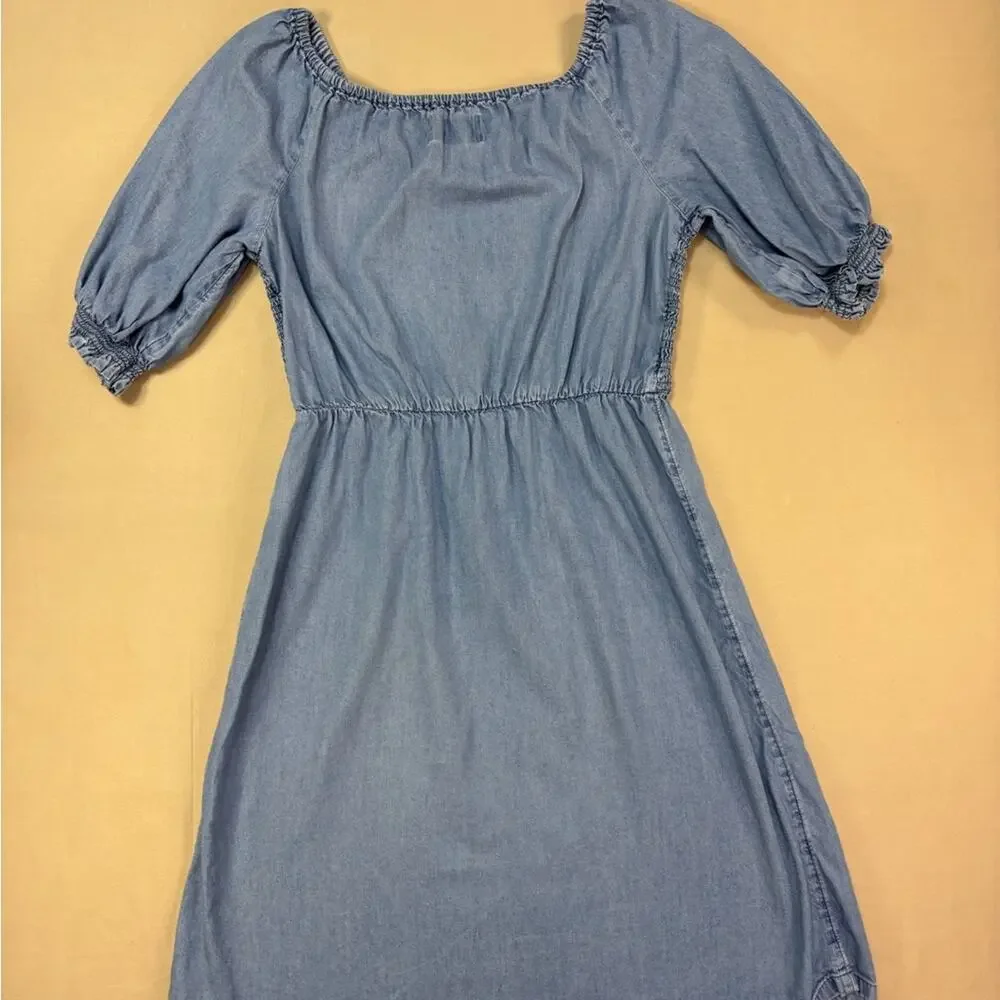 Old Navy Denim Chambray Blue Smocked Kids Dress Size XL